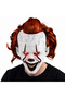 Pennywise IT Horror Latex Mask With Red Wig, LED Light‑Up Eyes, Adult Cosplay Mask for Halloween Party Scary Costume
