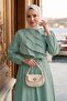 Layered Detailed Elastic Waist Belted Dress Mint Hm2947 - 3