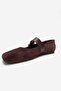 Jonas Women's Babet Shoes with Belt in Plum Suede Genuine Leather - 6