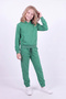 Girl's Plain Kangaroo Pocket Hooded Tracksuit Set - 2