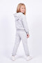 Girl's Plain Kangaroo Pocket Hooded Tracksuit Set - 5