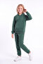 Girl's Plain Kangaroo Pocket Hooded Tracksuit Set - 3
