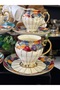 24K Gold Gilded Hand Painted New Model Coffee Cup Set for 6 People 90 ml - 5