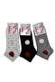 Women's 6 Pairs Cotton Booties Socks Strawberry Patterned Black White Gray - 3