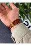 Vintage Gold Dial Brown Men's Wristwatch Genuine Leather Band Stainless Steel Case Colorfast with Calendar - 7