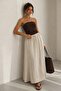 تنورة طويلة من القطن والكتان ذات خصر مطاطي WPR10 - 5
