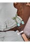 Muslin Fabric Summer Girl's Set with Tulip Flower Accessories and Ruffled Shorts - 5