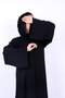 Black Hand-Beaded Abaya with Side Embroidery - 5