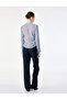 Long Sleeve Front Tie Bow Detailed Striped Shirt - 4