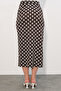 Women's Slit Polka Dot Skirt 8082 - Brown - 6