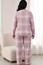 Plaid Patterned Buttoned Cotton Lycra Large Size Oversized Knitted Pajama Set26240956 - 3