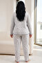 Gray Melange Patterned Lycra Large Size Oversized Knitted Pajama Set26240914 - 3