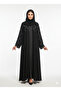 Black Abaya | Bold Crystal Geometric Silver Embellishment | Rizqé Silhouette Modest Dress