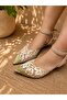 Ri̇na Beige Lace 3 cm Heel Shoes with Pointed Toe and Straps