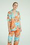 Short Sleeve 4 Piece Satin Pajama Set - Casablanca Escape - 7