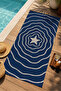 Sailor Navy Blue Contour Starry Geometric Patterned 70X150 Beach Towel - Cotton Bath Towel