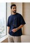 Unisex Oversize T-Shirt with Minimal Pattern Print, Cotton Crew Neck, Loose Fit T-Shirt - 2