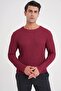 Slim Fit Stretchy Cotton Textured Fabric Long Sleeve Burgundy T-Shirt Ts 934 - 3