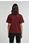 Regular Fit Round Neck Plain Women's Burgundy Short Sleeve T-Shirt - 2