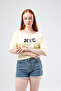 Wide Collar Embroidery Detailed Basic T-Shirt - 3