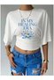 Women's Lycra Bat Sleeve Crop T-Shirt, Fitted at the Waist, Stretchy Fabric