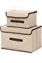 3pcs Blue Linen Foldable Storage Bins with Lids Kit, Large Collapsible Fabric Stroage Box, St
