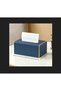 Leather Tissue Boxes - Reusable with Gold Edges for Living Room and Office Organization Navy Blue