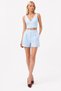 Women's Striped Shirt Fabric Crop Top and Shorts Two-Piece Set - 6