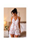 Halter Neck Floral Patterned Pajama Set with Shorts