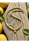 Natural Stone Necklace with Yellow Jasper & Lemon Figures - 2