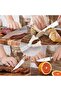 Knife Set, Sharp Chef Knife Set with Solid Wood Block, Unique One-Sided Magnetic Design (7PCS, silve - 7