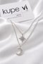 Double Crescent and Polar Star Figured Zircon Stone Stainless Steel Women's Necklace