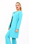 Zero Neck Straight Long Jacket-Turquoise - 3