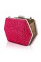 Women's Fuchsia Crystal Full Stone Hexagonal Evening Dress Bag Boxed Night Portfolio - 2