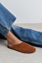 Liam Tan Suede Leather Flat Sole Closed Women's Slippers - 7