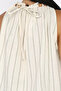 Cream Khaki Collar Beaded Detailed Striped Blouse - 4