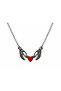 Gothic Necklace with Red Heart Detail and Skeleton Hand Figure – Double Hand Design - 3