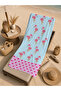 Light Blue Pink Flamingo and Polka Dot Patterned 70X150 Beach Towel - Digital Printed Bath Towel - 5