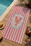 Pink and White Striped Lobster Patterned 70X150 Beach Towel - Digital Printed Fade-Resistant Bath Towel - 3