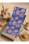 Navy Blue Orange Tropical Floral Patterned 70X150 Beach Towel - Digital Printed Fade-Resistant Bath Towel - 5