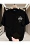 Men's White Printed Oversized T-Shirt Crew Neck Short Sleeve Graphic Patterned Streetwear T-Shirt - 2