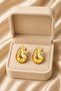 Gold Tone Hammered Teardrop Stud Earrings for Women – Textured Statement Earrings, Modern Chunky Fashion Jewelry - 4