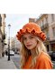 Fisherman knit sun hat orange festive King's Day accessory. - 4