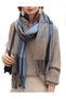 Women's faux cashmere scarf powder blue plaid tassel warm.