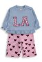 La Appliqued 6-18 Month Set - Blue