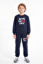 Boy's Printed Crew Neck Double Pocket Tracksuit Set - 2