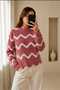 Women's Zigzag Thin Striped Crew Neck Knitwear Sweater