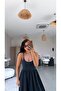 Black Pique Modal Thin Strap Loose Jumpsuit - 4