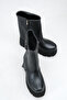 Women's Casual Belted Double Buckle Comfortable Stylish Heloise Black Rustic Wedge Heeled Boots - 4