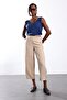 Beige Belted Barrel Cut Trousers 444 - 2